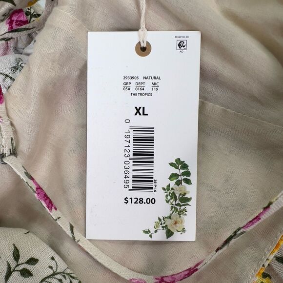 Chelsea & Violet Sz XL Halter Top Midi Dress Linen Blend Ruffle Hem Tropical NWT - Picture 8 of 14